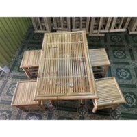 🌼Bộ bàn ghế tre cố định phủ bóng