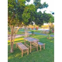 Bộ bàn ghế tre đẹp( 1bàn đứng+2 ghế dài 1m)