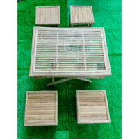 Bộ Bàn Ghế Tre Độc Đáo Cho Quán Ăn - 1 Bàn + 2,ghế ,4 Ghế Đôn Tre - Trang Trí Tết & Uống Trà