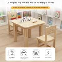 Bộ bàn ghế trẻ em bằng gỗ nguyên khối, bàn đồ chơi mẫu giáo, bàn học giáo dục sớm cho trẻ, bàn viết