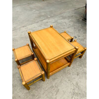 Bộ bàn ghế tre uống trà 2 tầng, cao 50cm, rộng 56cm, dài 76cm - Tre Làng