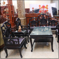 Bộ bàn ghế Triện móc gỗ trắc » Bình Gỗ