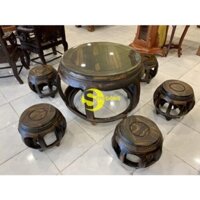 Bộ bàn ghế trống gỗ mun 7 món BBG5111 SIÊU VIP