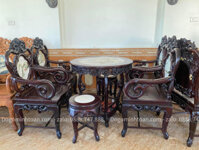 Bộ bàn ghế trúc nam hàng lối cổ 7 món gỗ gụ mật