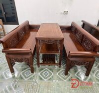 Bộ bàn ghế trường kỷ gỗ gụ Lào - mẫu 7 chỉ