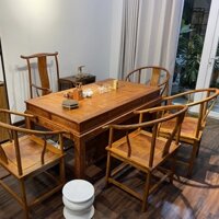 Bộ bàn ghế uống trà gỗ hương lào kiểu Tàu làm trà thất 1m6 BT33