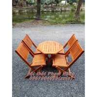 bộ bàn ghế xếp gỗ 4 ghế 1 bàn cho quán ăn vặt trà sữa vỉa hè