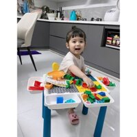 Bộ Bàn Ghế Xếp Hình Lắp Ghép, Bàn Lego Đa Năng Safetoy -110 CHI TIẾT TƯ DUY LOGIC