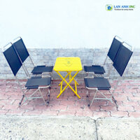 Bộ bàn ghế xếp inox cafe trà chanh dã ngoại ngoài trời vải bố lưng cao gấp gọn giá rẻ