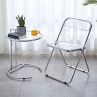 Bộ bàn ghế xếp trong suốt DeanHouse loại cao cấp, ghế xếp decor phòng khách, phòng ngủ theo phong cách tối giản