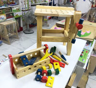 Bộ bàn gỗ kỹ thuật lớn Forkid đồ chơi nghề nghiệp của bé, dụng cụ kỹ thuật cho mầm non