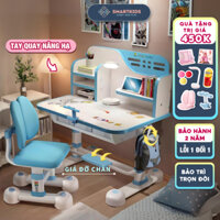 Bộ Bàn học cho bé bàn chống gù C15 Smartkids nâng cấp có tay quay nâng hạ, dày dặn kèm nhiều quà tặng