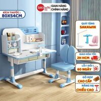 Bộ bàn học cho bé tiểu học Sakawin SA01,Bàn học chống cận có sẵn giá sách đẹp, Nâng hạ chiều cao,Kèm quà