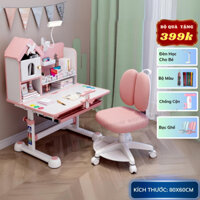 Bộ bàn học chống gù, bàn học cho bé có giá sách, bàn học sinh nâng hạ độ cao - Nội Thất Mazehouse