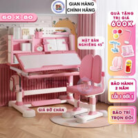 Bộ Bàn học chống gù cho bé , Bàn học có mặt bàn nghiêng 0-45 độ , Nâng hạ độ cao của bàn tùy thích cùng ngăn bàn