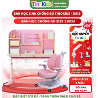 Bộ bàn học chống gù cho bé TinoKids D612 , bàn học sinh thiết kế mái vòm thông minh, bàn học gỗ độc quyền bởi TinoKds