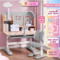 Bộ bàn học chống gù chống cận Home Furniture F06 , bàn học sinh size 90cm có tay quay nghiêng mặt bàn kèm nhều quà tặng