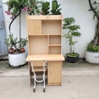 Bộ bàn học liền giá sách, Kích thước 50x80x165cm, Gỗ MDF, Màu Xanh, Hồng, Tự Nhiên và Walnut