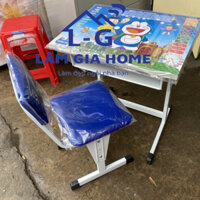 BỘ BÀN HỌC SINH CHÂN SẮT CHO BÉ - MÀU XANH