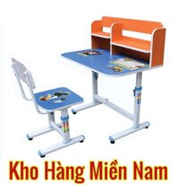 Bộ bàn học sinh giá rẻ có giá sách cho bé trai hãng nội thất Hòa Phát BHS 29C-3 MÀU XANH CAM