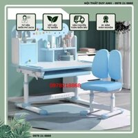 Bộ bàn học sinh nhập khẩu A16 có giá sách chống gù chống cận, bàn học thông minh kèm kệ sách cho học sinh tiểu học