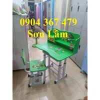 BỘ BÀN HỌC SINH TĂNG GIẢM CHIỀU CAO MÀU XANH LÁ