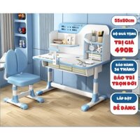 Bộ bàn học thông minh, bàn học cho bé tiểu học chống gù, chống cận có kệ sách ( KT 80*55 ).