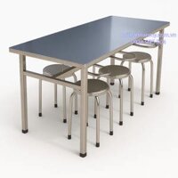 Bộ bàn inox công nghiệp có móc treo ghế cao cấp
