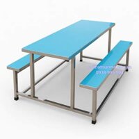 Bộ bàn inox công nghiệp có băng ghế cố định