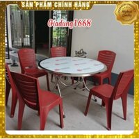 Bộ bàn inox ghế nhựa có tựa lưng