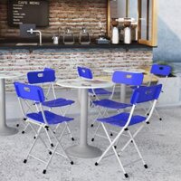 Bộ bàn kiếng 6 tấc chân mâm 1 trụ sắt - 4 ghế 3 lá