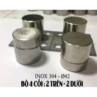 BỘ BẢN LỀ CỐI XOAY CỔNG INOX CÓ BI PHI 42 dành cho 2 cánh cổng, 2 cối dưới + 4 cối trên.