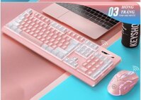 Bộ bàn phím chuột không dây Yindiao KM-01 kết nối bằng chip USB 2.4G chuyên game có đèn led cực đẹp - HN - HÀNG CHÍNH HÃNG - HỒNG TRẮNG