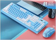 Bộ bàn phím chuột không dây Yindiao KM-01 kết nối bằng chip USB 2.4G chuyên game có đèn led cực đẹp - HN - HÀNG CHÍNH HÃNG - XANH TRẮNG