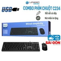 Bộ Bàn Phím Chuột Phillips C234 Có Dây Kết Nối USB Cho Máy Tính Văn Phòng PC Laptop
