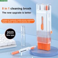 Bộ bàn phím máy tính 8 trong 1 Bộ bàn chải làm sạch tai nghe Bluetooth Bộ làm sạch bàn phím ẩn Clip làm sạch màn hình di động Flannel Dụng cụ bàn chải mềm Giá đỡ điện thoại di động