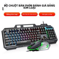 Bộ bàn phím và chuột chơi game T-WOLF TF600, có dây, chiếu sáng, bảng kim loại, bàn phím và chuột máy tính