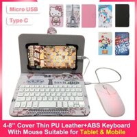 Bộ Bàn Phím Và Chuột Có Dây Type-C/Micro-Usb Bằng Da Cho Điện Thoại/Máy Tính Bảng