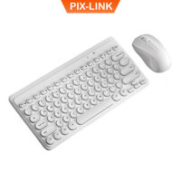 Bộ bàn phím và chuột không dây Pix-link K611, bộ bàn phím và chuột kute nhiều màu để lựa chọn - Hàng chính hãng Hàng nhập khẩu - Trắng