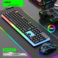 Bộ bàn phím và chuột phát sáng GTX350 Bàn phím treo Cảm giác cơ học Chuột chơi game và bàn phím