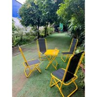 Bộ bàn sắt thanh lá, Ghế Xếp Lò Xo Lưới Lưng Cao Cafe, Câu Cá, Du Lịch Dã Ngoại Giá Sỉ