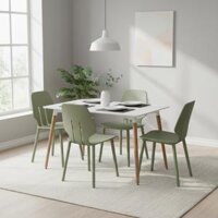 Bộ Bàn SL-673 Trắng + 4 Ghế nhựa SL-7042PP Xanh