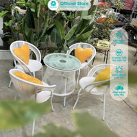 Bộ Bàn Sứa Ghế Chân Quỳ giả mây khung thép sang trọng cao cấp bảo hành 24 tháng / FutureHomes