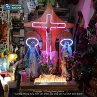 Bộ Bàn Thờ Công Giáo, Tượng Thánh 40Cm Có Đèn Led - Bàn Thờ Công Giáo Đông Phương Fatima (NCDS-0011)
