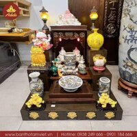 Bộ bàn thờ Ông Địa Tài Lộc, Kệ thờ, Bục tam cấp hoa Sen – TĐ022