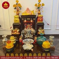 Bộ bàn thờ thần tài ông địa hiện đại, kệ thờ, bục tam cấp – TĐ03