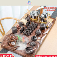 Bộ bàn trà điện cao cấp Rồng phun nước tặng kèm linh vật đổi màu trà cụ