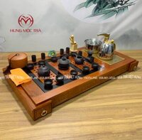 Bộ bàn trà điện thông minh gỗ hương, bếp đun tự động inox, cốc chén tử sa tây thi đen HC – 02