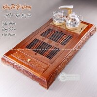 Bộ bàn trà điện thông minh gỗ Hương Lào nguyên khối - Bàn uống trà kèm bộ đun nước tự động pha trà tại bàn