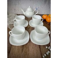 Bộ bàn trà kiểu Âu trắng tinh khôi sang trọng lịch lãm Snow white tea set